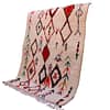 cream-colorful-geometric-moroccan-rug Front view of cream Moroccan wool rug with red and blue geometric design