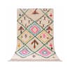 handmade-colorful-moroccan-berber-wool-rug Full view of a handmade Moroccan wool rug with colorful diamond patterns on a white background.