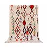 handmade-cream-moroccan-berber-rug Full view of handmade cream Moroccan Berber rug with colorful diamond patterns
