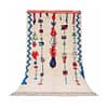 luxury-cream-blue-geometric-area-rug Cream Moroccan wool rug with blue geometric patterns