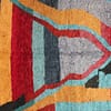 bold-geometric-moroccan-wool-rug Straight vertical product image showing entire Moroccan shag wool rug with central arch-shaped motif.