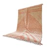 luxury-handwoven-moroccan-rug Handmade Moroccan Beni Ourain rug with white base and dusty pink chevron stripes.