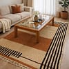 Cosy-living-room-with-Moroccan rug Handmade Moroccan Wool Rug, Brown Cream Berber Area Rug, Boho Neutral Style