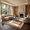 A_luxurious_moderug_living_room-authentic_moroccan_rug_terracotta_setting Handmade Cream Moroccan Rug: Berber Wool Rug, brown & blue Rugs, Boho Living Room Decor