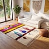 artisan-berber-rug-luxury-boho-home-decor Pink Moroccan Berber Rug | Handmade Colorful Wool Area Rug | Plush Boho Tribal Carpet | Cream Living Room Decor | Custom Size