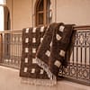 artisan-moroccan-carpet-brown-geometric-wool-rug Custom Moroccan Rug, Beni Ourain Brown & White Geometric, Square Shag Rug, Handmade Area Rug