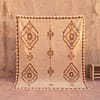 artisan-moroccan-rug-boho-bedroom-decor Handmade Moroccan Wool Rug, Plush creamy wool base with brown geometric motifs