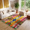 artisan-moroccan-rug-bright-geometric-wool-carpet Colorful Moroccan Rug, Artistic Moroccan Wool Rug, Custom Morrocan Rug, Handmade Carpet