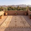 authentic-berber-rug-handwoven-moroccan-carpet Handmade Moroccan Wool Rug, Plush creamy wool base with brown geometric motifs
