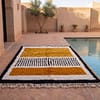 authentic-berber-rug-mustard-ivory-black-shaggy-rug Mustard Yellow Beni Ourain Rug | Black Geometric Striped Moroccan Wool Rug | Handwoven Berber Area Rug | Tribal Handmade Carpet | Teppich