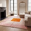 authentic-berber-rug-pink-geometric-pattern-wool-rug Handmade Moroccan Beni Ourain Rug – Pink Stripes, Orange Square Center, Boho Wool Carpet