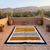 beni-ourain-inspired-moroccan-rug-yellow-black-geometric-rug Mustard Yellow Beni Ourain Rug | Black Geometric Striped Moroccan Wool Rug | Handwoven Berber Area Rug | Tribal Handmade Carpet | Teppich