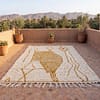 beni-ourain-style-rug-cream-gold-geometric-bohemian Mustard Geometric Moroccan Wool Carpet | Handmade Berber Area Rug | Boho Modern Living Room Decor