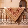 bohemian-moroccan-rug-handwoven-berber-carpet Handmade Moroccan Berber Rug | Plush Beige Wool Area Rug with Tribal Red Border | Boho Luxury Home Decor Carpet for Living Room & Bedroom