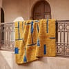 boho-moroccan-rug-amber-blue-bedroom-decor Handmade Beni Ourain Red Rug – Authentic Moroccan Red Rug, Geometric Design, Boho Home Decor