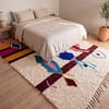 boho-moroccan-rug-soft-wool-living-room-carpet Pink Moroccan Berber Rug | Handmade Colorful Wool Area Rug | Plush Boho Tribal Carpet | Cream Living Room Decor | Custom Size