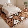 boho-moroccan-rug-soft-wool-tribal-floor-carpet Hand-Knotted Beni Ourain Wool Rug, Brown White Berber Shag Carpet
