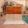burnt-orange-ivory-moroccan-rug-handwoven-berber-wool-boho-decor Orange & White Polka Dot Moroccan Rug | Handmade Berber Wool Rug | Boho Nursery , Living Room Decor