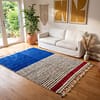 contemporary-berber-rug-blue-and-ivory-striped-design Cobalt Blue Berber Rug | Authentic Handwoven Wool Tribal Moroccan Area Rug