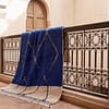 contemporary-moroccan-rug-blue-ivory-design Royal Blue Beni Ourain Rug | Handmade Moroccan Berber Wool Area Rug for Modern Boho Decor