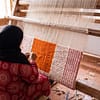 custom-size-moroccan-rug-blush-pink-wool-carpet Handmade Moroccan Beni Ourain Rug – Pink Stripes, Orange Square Center, Boho Wool Carpet