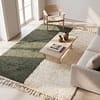 green-and-ivory-tribal-rug-soft-wool-area-rug Olive Green Beni Ourain Rug- Handmade Moroccan Wool Carpet - Minimalist Berber Shag Rug