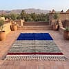 handmade-azilal-rug-blue-white-striped-moroccan-wool-rug Cobalt Blue Berber Rug | Authentic Handwoven Wool Tribal Moroccan Area Rug