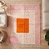 handmade-beni-ourain-rug-modern-pink-boho-decor Handmade Moroccan Beni Ourain Rug – Pink Stripes, Orange Square Center, Boho Wool Carpet