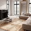handmade-boho-moroccan-rug-earthy-neutral-design Handmade Moroccan Wool Rug, Plush creamy wool base with brown geometric motifs