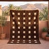 handmade-brown-moroccan-rug-berber-wool-area-rug Custom Moroccan Rug, Beni Ourain Brown & White Geometric, Square Shag Rug, Handmade Area Rug