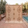 handmade-cream-moroccan-rug- Handmade Moroccan Wool Rug, Plush creamy wool base with brown geometric motifs