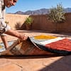 handmade-moroccan-rug-red-ochre-modern-boho-carpet Modern Colorblock Moroccan Rug | Handmade Berber Wool Area Rug | Geometric Color Block Carpet | Boho Living Room Rug | Custom Size