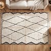 handmade-moroccan-wool-rug-black-diamond-pattern Handmade Ivory Black Geometric Berber Wool Rug – Moroccan Tribal Boho Statement Carpet