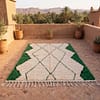handmade-moroccan-wool-rug-green-geometric-pattern Olive Green Beni Ourain Rug | Handmade Moroccan Wool Rug | Green & White Berber Carpet | Natural Fiber Boho Area Rug