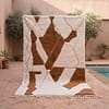 handwoven-beni-ourain-rug-neutral-boho-living-room-carpet Brown & White Geometric Beni Ourain Rug | Handmade Moroccan Wool Area Rug | Berber Tribal Carpet | Modern Boho Home Deco | Custom Size Rugs