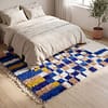 luxury-moroccan-area-rug-handwoven-wool-tribal-design Handmade Moroccan Azilal Rug | Blue Berber Wool Geometric Carpet