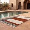 luxury-moroccan-berber-rug-rust-brown-ivory-minimalist-home-decor Authentic Moroccan Berber Rug, Handwoven Wool Area Rug, Neutral Boho Living Room Carpet, Geometric Decor