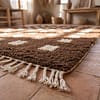 luxury-moroccan-wool-rug-checkered-boho-carpet Custom Moroccan Rug, Beni Ourain Brown & White Geometric, Square Shag Rug, Handmade Area Rug