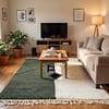 modern-green-moroccan-area-rug-plush-shag-rug Olive Green Beni Ourain Rug- Handmade Moroccan Wool Carpet - Minimalist Berber Shag Rug