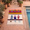 modern-moroccan-rug-colorful-geometric-area-rug Pink Moroccan Berber Rug | Handmade Colorful Wool Area Rug | Plush Boho Tribal Carpet | Cream Living Room Decor | Custom Size