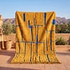 moroccan-area-rug-blue-gold-handwoven Handmade Beni Ourain Red Rug – Authentic Moroccan Red Rug, Geometric Design, Boho Home Decor