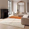 moroccan-area-rug-orange-ivory-handwoven-wool-minimalist-boho Orange & White Polka Dot Moroccan Rug | Handmade Berber Wool Rug | Boho Nursery , Living Room Decor