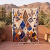 moroccan-rug-colorful-berber-boho-area-rug-handmade-beni-ourain-style Handmade Moroccan Azilal Rug, Colorful Tribal Geometric Berber Carpet
