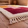 moroccan-rug-fringe-closeup Handmade Beni Ourain Wool Rug, Colorful Moroccan Geometric Area Rug