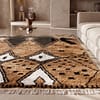 moroccan-wool-rug-neutral-bohemian-home-decor Hand-Knotted Beni Ourain Wool Rug, Brown White Berber Shag Carpet