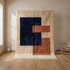 moroccan_handmade_rug_blue_cream_brown Handmade Cream Moroccan Rug: Berber Wool Rug, brown & blue Rugs, Boho Living Room Decor
