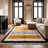 mustard-yellow-moroccan-area-rug-neutral-boho-home-decor Mustard Yellow Beni Ourain Rug | Black Geometric Striped Moroccan Wool Rug | Handwoven Berber Area Rug | Tribal Handmade Carpet | Teppich