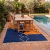 oversized-moroccan-blue-rug-boho-luxury-living-room-carpet Handmade Beni Ourain Wool Rug – Moroccan Berber Boho Carpet, Blue Orange Geometric Design