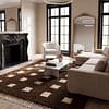 oversized-moroccan-rug-handmade-boho-home-decor Custom Moroccan Rug, Beni Ourain Brown & White Geometric, Square Shag Rug, Handmade Area Rug