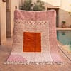pink-orange-moroccan-rug-handmade-berber-wool-area-rug Handmade Moroccan Beni Ourain Rug – Pink Stripes, Orange Square Center, Boho Wool Carpet